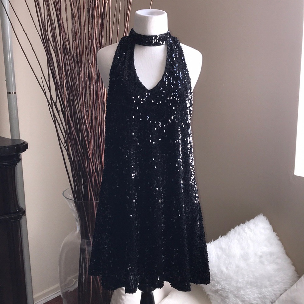 Windsor Black Sequined Shift Dress